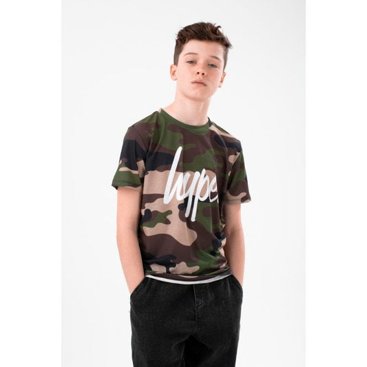 Boys Camo Script T-Shirt