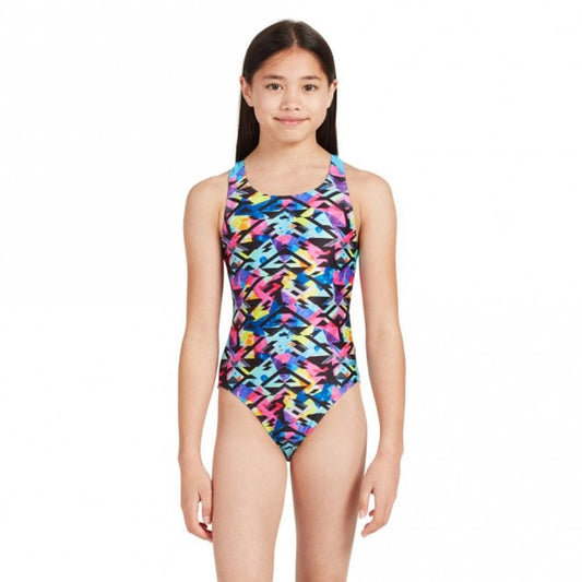 Girls Neon Cracker Flyback One Piece Swimsuit