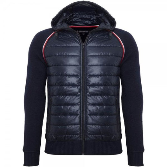 Mens Mixed Media Wool Zip Hooded Jacket