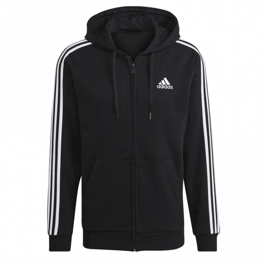 Mens Essentials Fleece 3-Stripes Full-Zip Hoodie