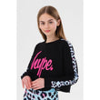 Girls Blue Ice Leopard Script Crop Sweatshirt