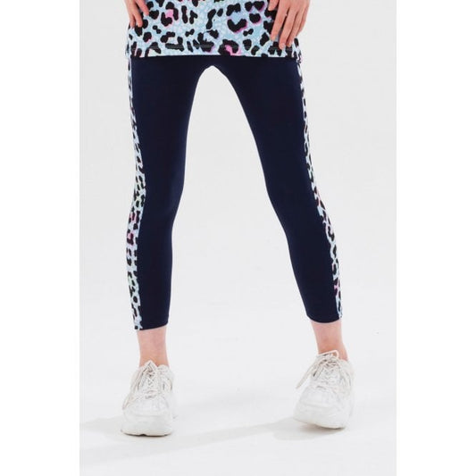 Girls Navy Ice Leopard Legging