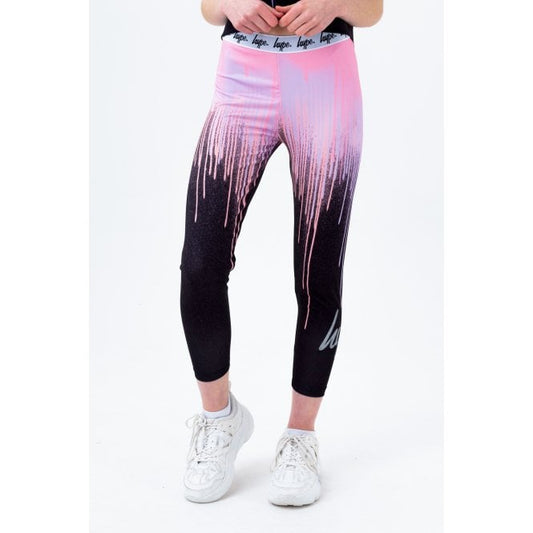 Girls Pink Drips Script Legging