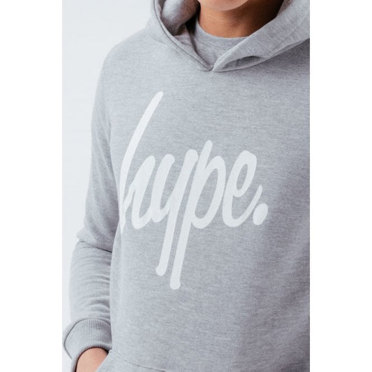 Kids Grey Marl Script Hoodie