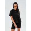 Womens Black Scribble Boxy Tee & Cycling Shorts Set