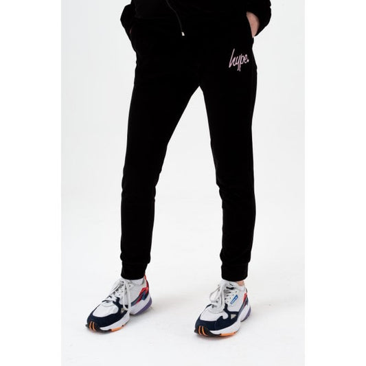 Hype Girls Black Velour Zip Through Jogger
