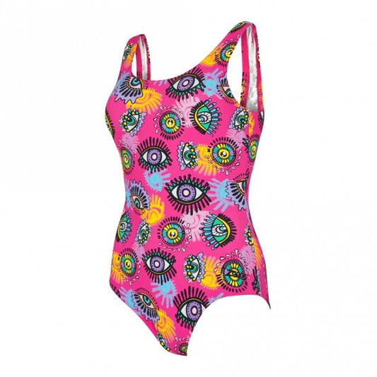 Womens Look Inside Silver Lined Scoopback Swimsuit