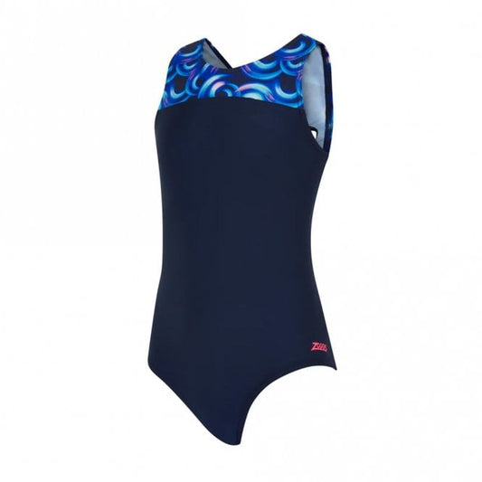 Girls Geo Spiral Infinity Back Swimsuit