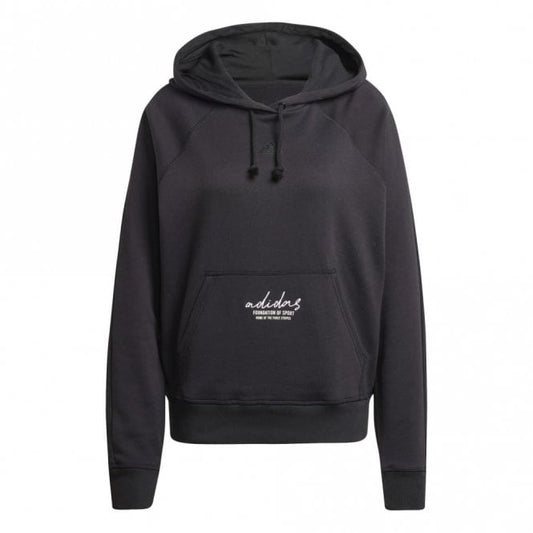 Womens Signature Graphic Embroidery French Terry Loose Hoodie