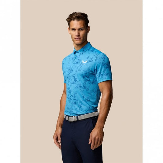 Mens AerTek Geo Print Short Sleeve Golf Polo