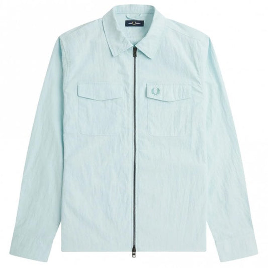 Mens Textured Zip-Through Overshirt