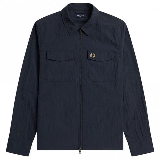 Mens Textured Zip-Through Overshirt