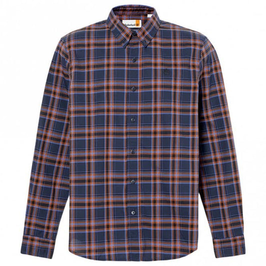 Mens Stretch Poplin Check Long Sleeve Shirt