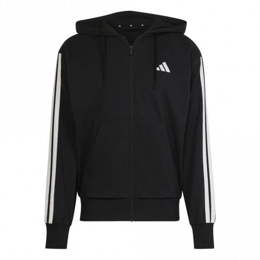 Mens Essentials 3-Stripes French Terry Full-Zip Hoodie